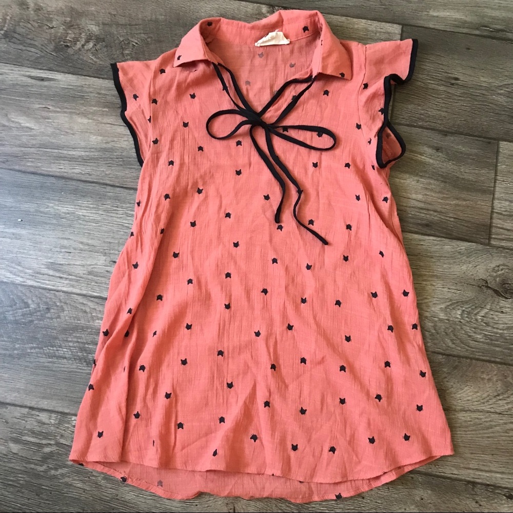 Sweet Wanderer Ruffle Cat Blouse Top